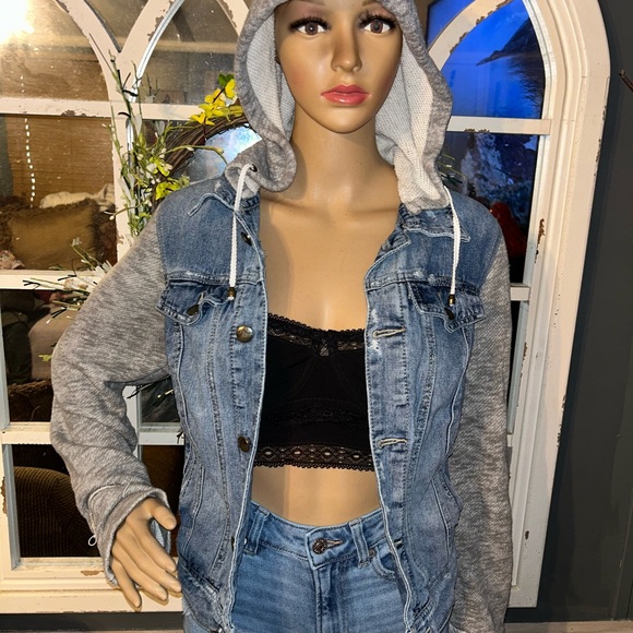 Free People hooded denim jacket M - Picture 4 of 7